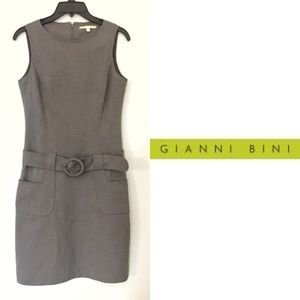 Gianni Bini Retro Hipster Gray Belted Dress Size 2